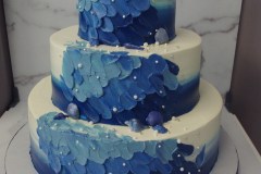 (1188) Blue Diagonal Smear Wedding Cake