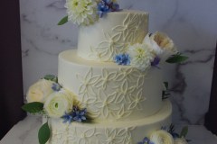 (1189) Floral Piping Wedding Cake