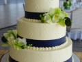 (1152) Swiss Dot and Orchid Wedding Cake