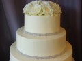 (1156) Smooth Buttercream and Rhinestone Wedding Cake