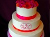 (1136) Bright Pink Monogram Wedding Cake