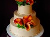 (1139) Mocha-Frosted Wedding Cake with Calla Lilies