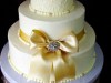 (1001) Paisley Wedding Cake with Gold Bow and Brooch