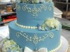 (1008) Blue Wedding Cake with Queen Anne Piping