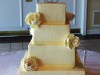 (1012) Square Swiss Dot Wedding Cake with Sugar Flowers