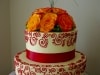 (1091) Red Henna Scroll Wedding Cake