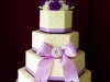 (1101) Hexagonal Wedding Cake with Purple Ribbon and Dots