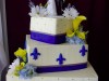 (1104) Blue Fleur De Lis Wedding Cake