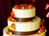 (1114) Autumn Theme Wedding Cake with Pumpkins and Acorns