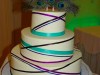 (1116) Criss-Cross Ribbon Peacock Wedding Cake