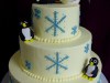 (1118) Winter Theme Wedding Cake with Penguins