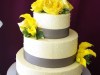 (1027) Yellow and Grey Dot Wedding Cake