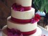 (1038) Red Monogram Wedding Cake