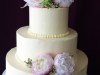 (1042) Combed Buttercream Wedding Cake with Peonies
