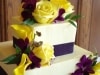 (1054) Purple and Yellow Square Wedding Cake