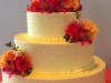 (1061) Swiss Dot Wedding Cake with Fall Flowers