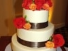 (1074) Smooth Wedding Cake with Brown Ribbon