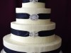 (1080) Black Ribbon Wedding Cake with Brooches